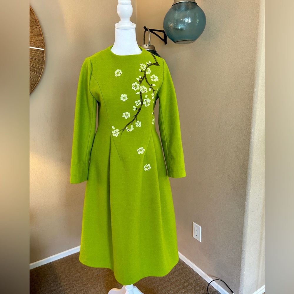 Green hand painted dress